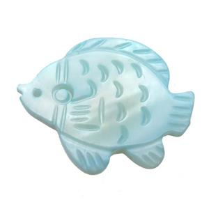 aqua shell fish pendant, approx 18-22mm