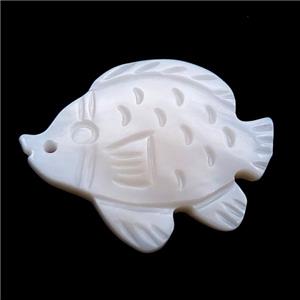 white shell fish pendant, approx 18-22mm