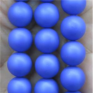 blue matte pearlized shell beads, round, approx 10mm dia