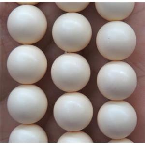 matte pearlized shell beads, round, approx 12mm dia