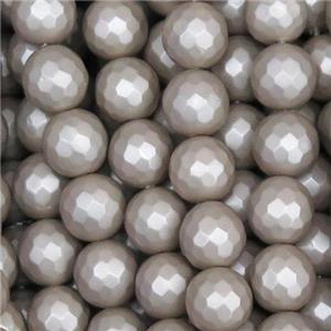 matte pearlized shell bead, faceted round, approx 6mm dia