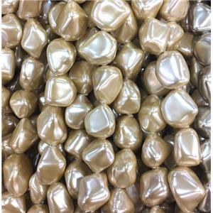 pearlized shell beads, freeform, approx 10-14mm