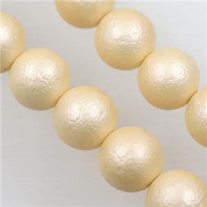 round matte yellow pearlized shell beads, approx 10mm dia