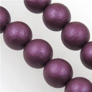 round matte purple pearlized shell beads, approx 8mm dia