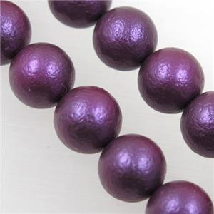 round matte purple pearlized shell beads, approx 10mm dia