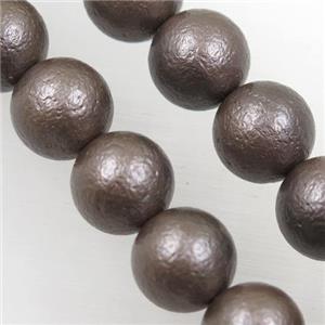 round matte coffee pearlized shell beads, approx 6mm dia