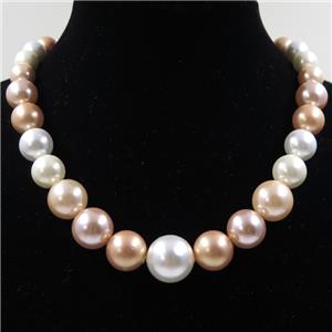 Pearlized Shell graduated Beads, round, mix color, approx 8-16mm