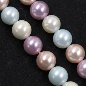 round Pearlized Shell Beads, mixed color, approx 8mm dia