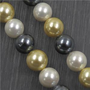 round Pearlized Shell Beads, mixed color, approx 8mm dia