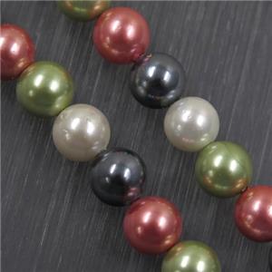 round Pearlized Shell Beads, mixed color, approx 12mm dia