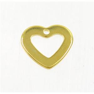 stainless steel heart pendant, gold plated, approx 10-11mm