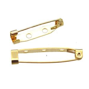 stainless steel brooch clip, goldplated, approx 17mm length