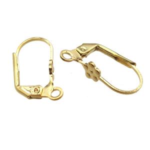 stainless steel Leaveback Earrings, gold plated, approx 10-19mm