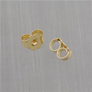 Sterling Silver Earrings Back Nut Gold Plated, approx 4mm