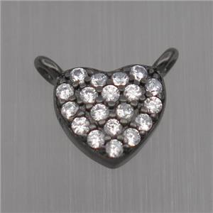 Sterling Silver heart pendant paved zircon, black plated, approx 7.5mm