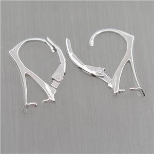 Sterling Silver Leaveback Earrings, platinum plated, approx 10-18mm