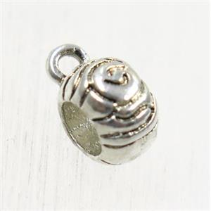 tibetan silver hanger, non-nickel, approx 6x9mm, 5mm holw