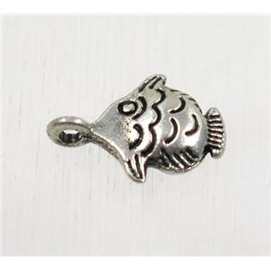 tibetan silver zinc fish pendant, non-nickel, approx 11mm