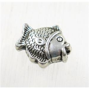 tibetan silver zinc fish beads, non-nickel, approx 13x15.5mm