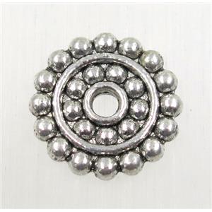 tibetan silver spacer beads, zinc, non-nickel, approx 14mm dia