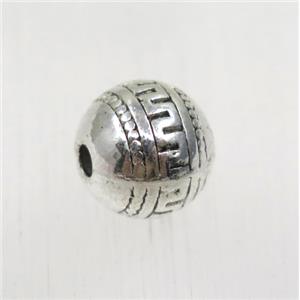 round tibetan silver zinc beads, non-nickel, approx 9mm dia