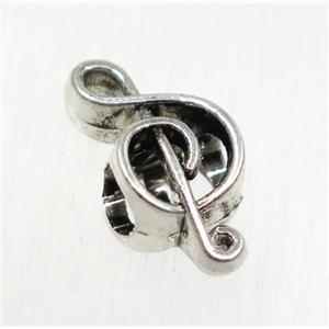 tibetan silver beads, zinc, non-nickel, music notes, approx 9.5x18.5mm, 4.5mm hole