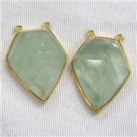 green Fluorite arrowhead pendants, gold plated, approx 20-25mm