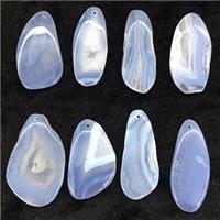 Blue Lace Agate slab pendant, freeform, approx 20-35mm
