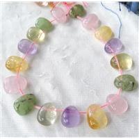 Mix Gemstone Quartz Teardrop Collar Beads Graduated Topdrilled, approx 15-26mm