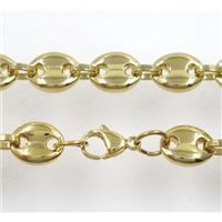 stainless steel necklace, gold plated, approx 11x14mm, 58cm length