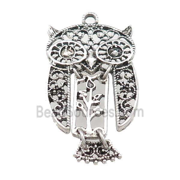 Tibetan Sytle Zinc Owl Charms Pendant Antique Silver
