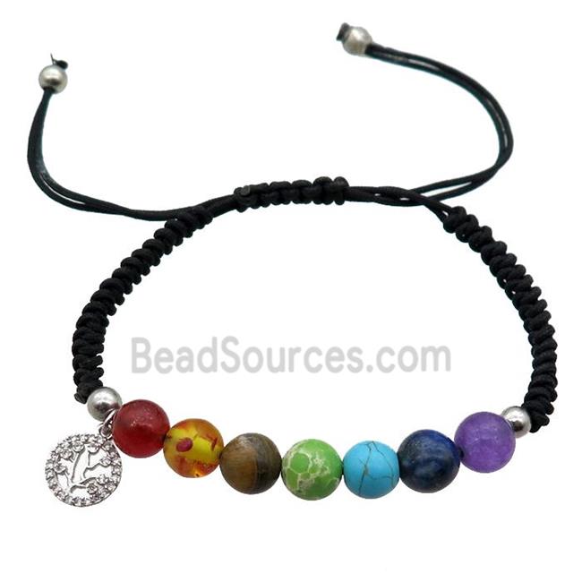 Gemstone Chakra Bracelet, adjustable