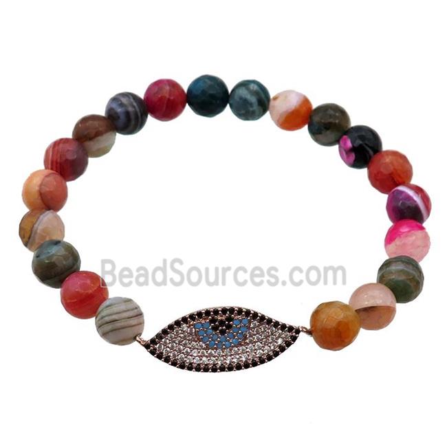 stripe agate Bracelet with eye, stretchy