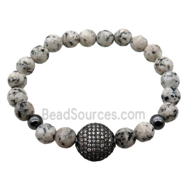 black Dalmatian Jasper Bracelet, stretchy