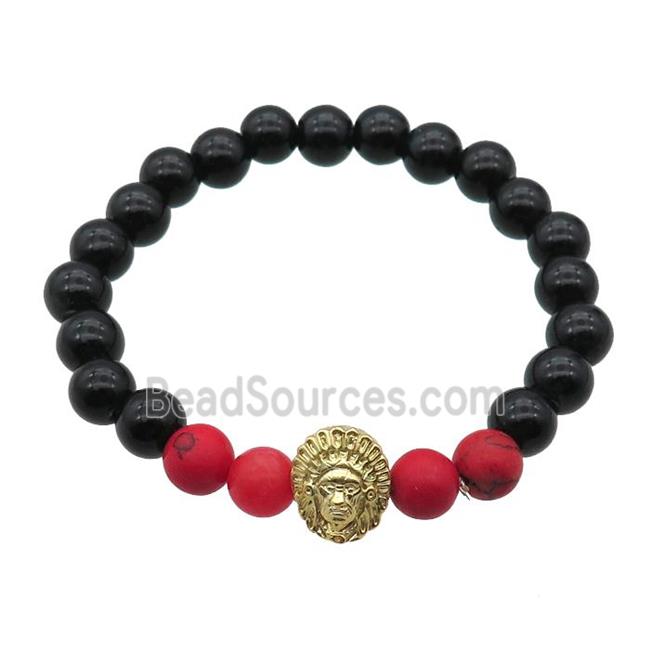 black Onyx Agate Bracelet with Shaikh, stretchy