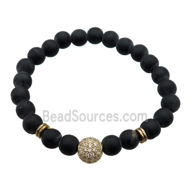 black matte Onyx Agate Bracelet, stretchy