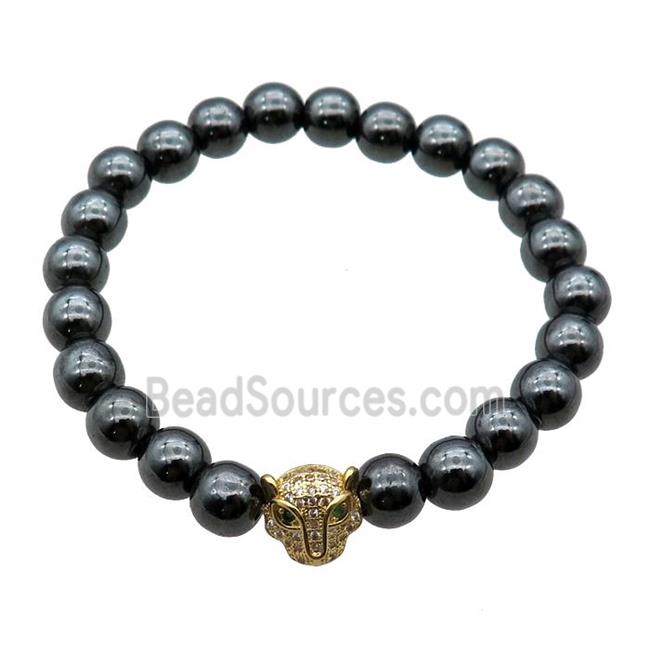 black Hematite Bracelets with foxhead, stretchy