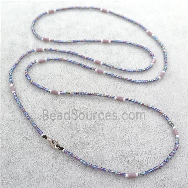 rainbow Glass Seed Beaded Necklace