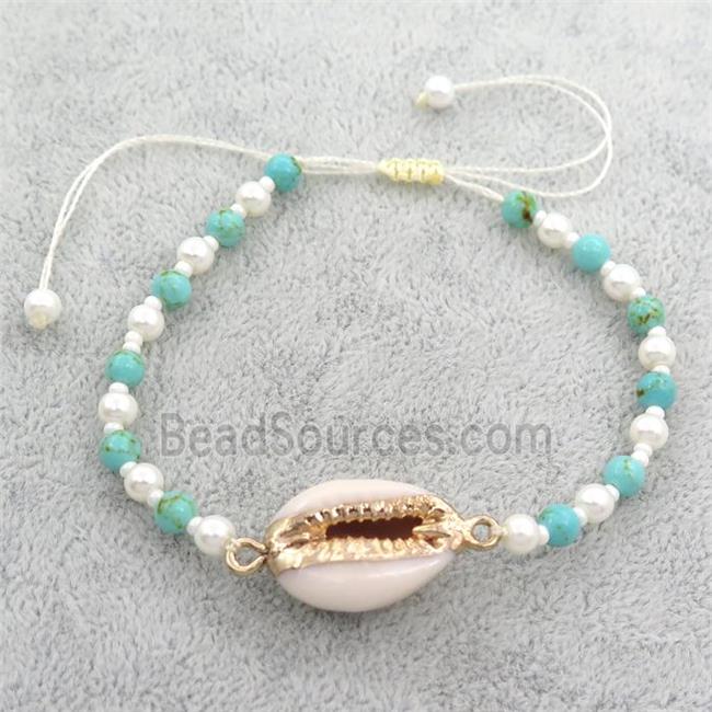 Pearlized Glass beaded bracelet, adjustable