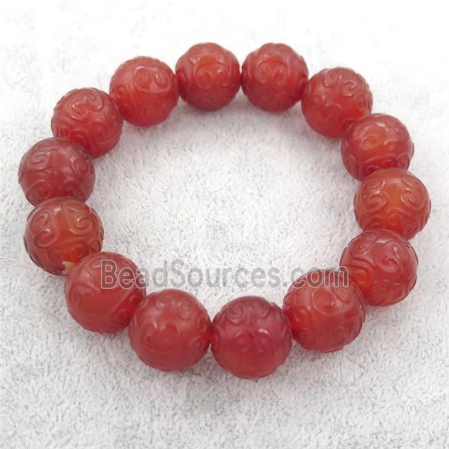 red carnelian agate bracelet, stretchy