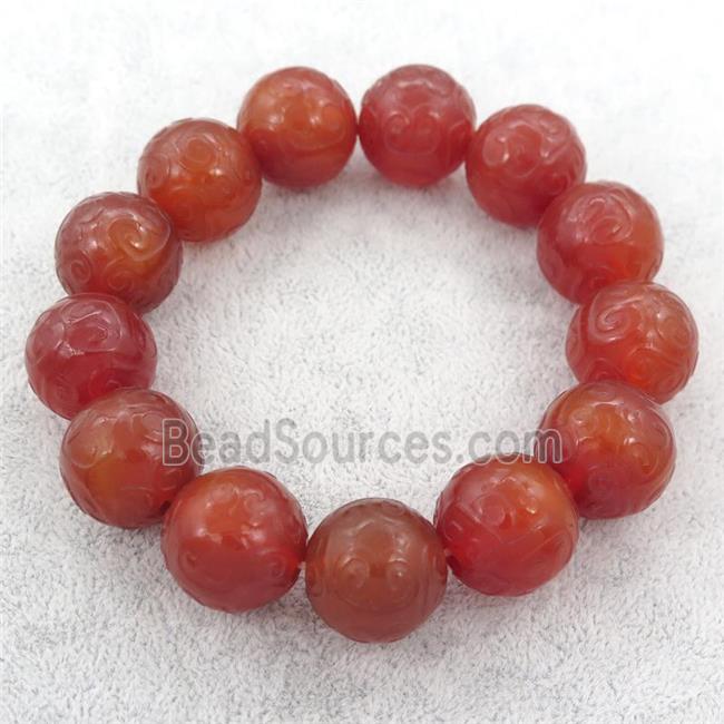 red carnelian agate bracelet, stretchy