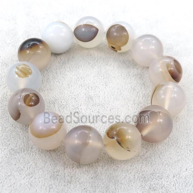 heihua Agate Beaded Bracelet, stretchy