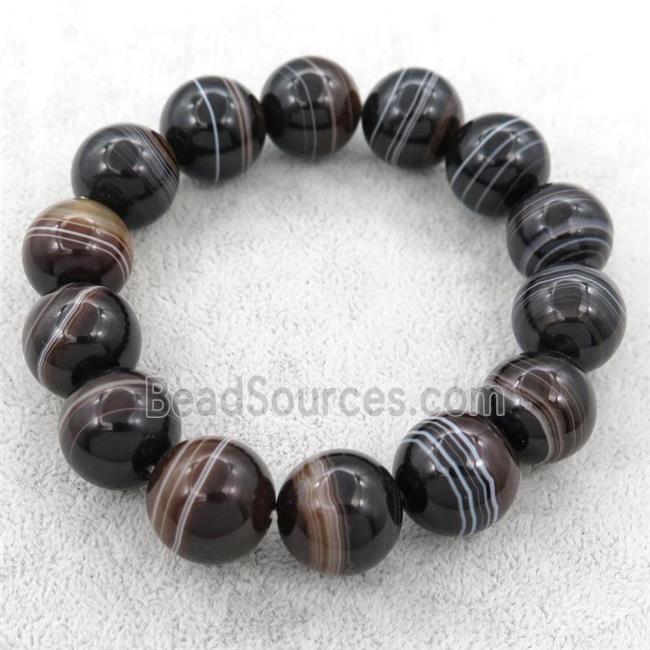 deepcoffee striped agate beaded Bracelet, stretchy