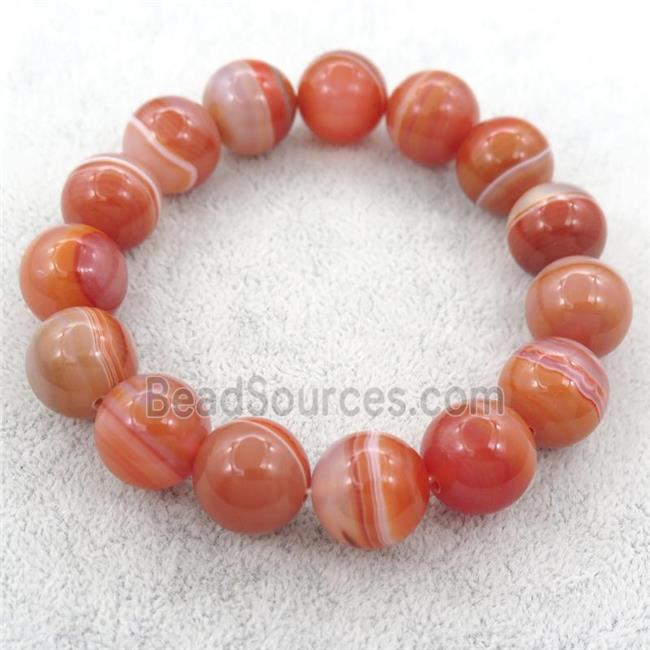 red Striped Agate Bracelet, stretchy