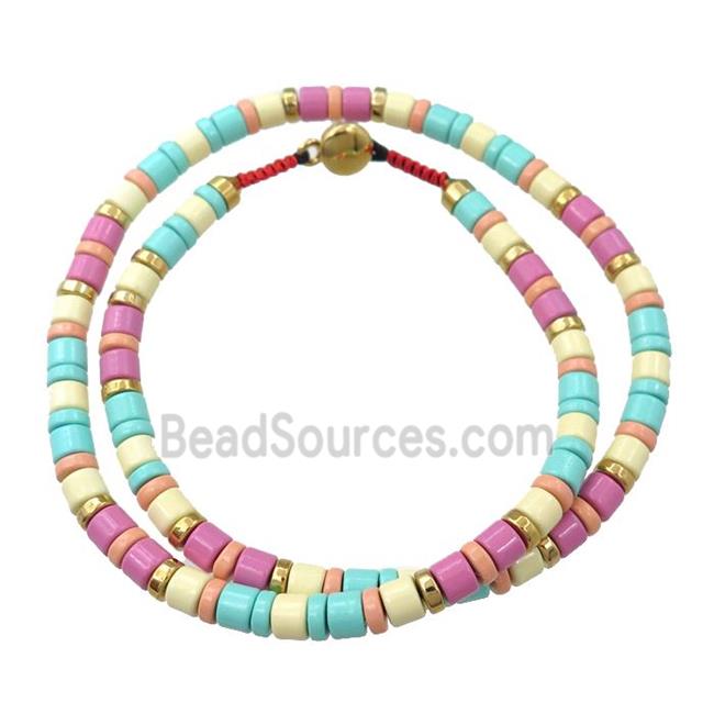 alloy Bracelets, enameled, multicolor