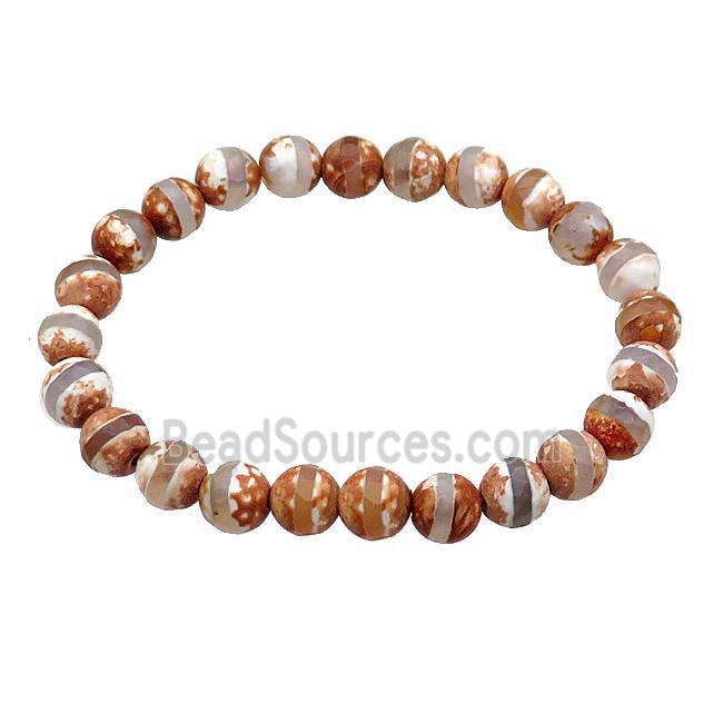 Tibetan Agate bracelet stretchy round