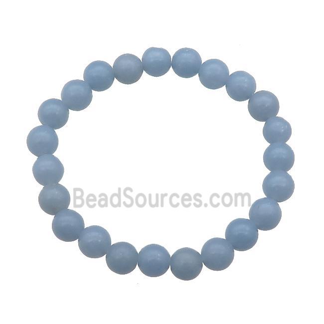 Blue Angelite Bracelet Stretchy Round