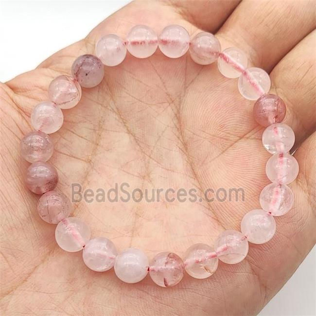 Natural Red Crystal Quartz Bracelet Stretchy Round