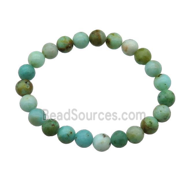 Green Mongolian Turquoise Bracelet Stretchy Round