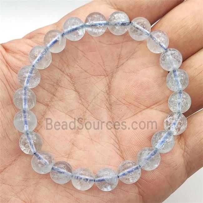 Lt.Blue Aquamarine Bracelet Stretchy Round